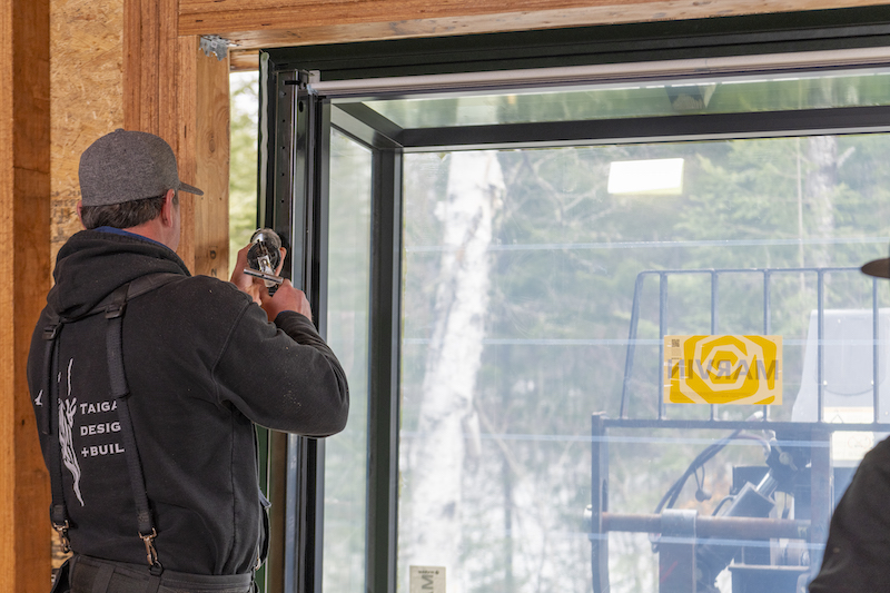 An interior photo of Marvin Skycove installation at The Minne Stuga, an A-frame cabin in Grand Marais, MN.