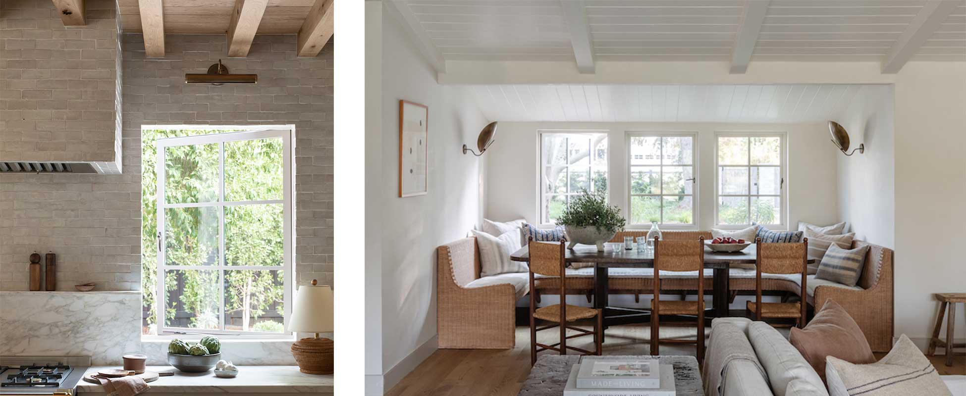 The kitchen in Amber Lewis’s farmhouse-style home, featuring Marvin Signature Ultimate Casement windows.