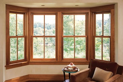 Interior View Of Living Room With Marvin Bay and Bow Window