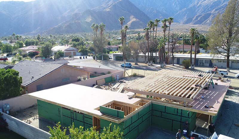 Aerial shot of desert house with Marvin Windows