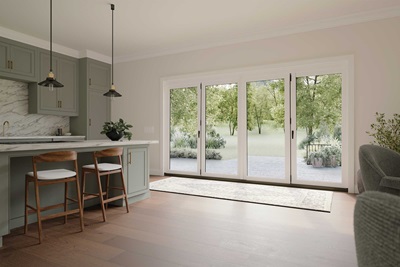 Living room with Marvin Door