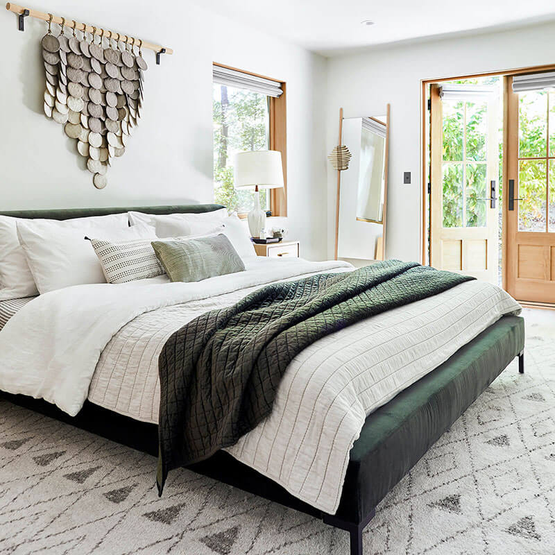 Downstairs guest room in Emily Henderson’s mountain home