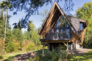 Marvin Ultimate Picture windows, Marvin Ultimate Polygon window, and Marvin Ultimate Sliding French door on The Minne Stuga cabin