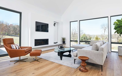 Living room with Marvin Essential Windows and Doors