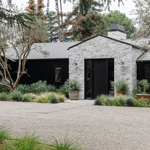 The exterior of Amber Lewis’s renovated Calabasas, California home.