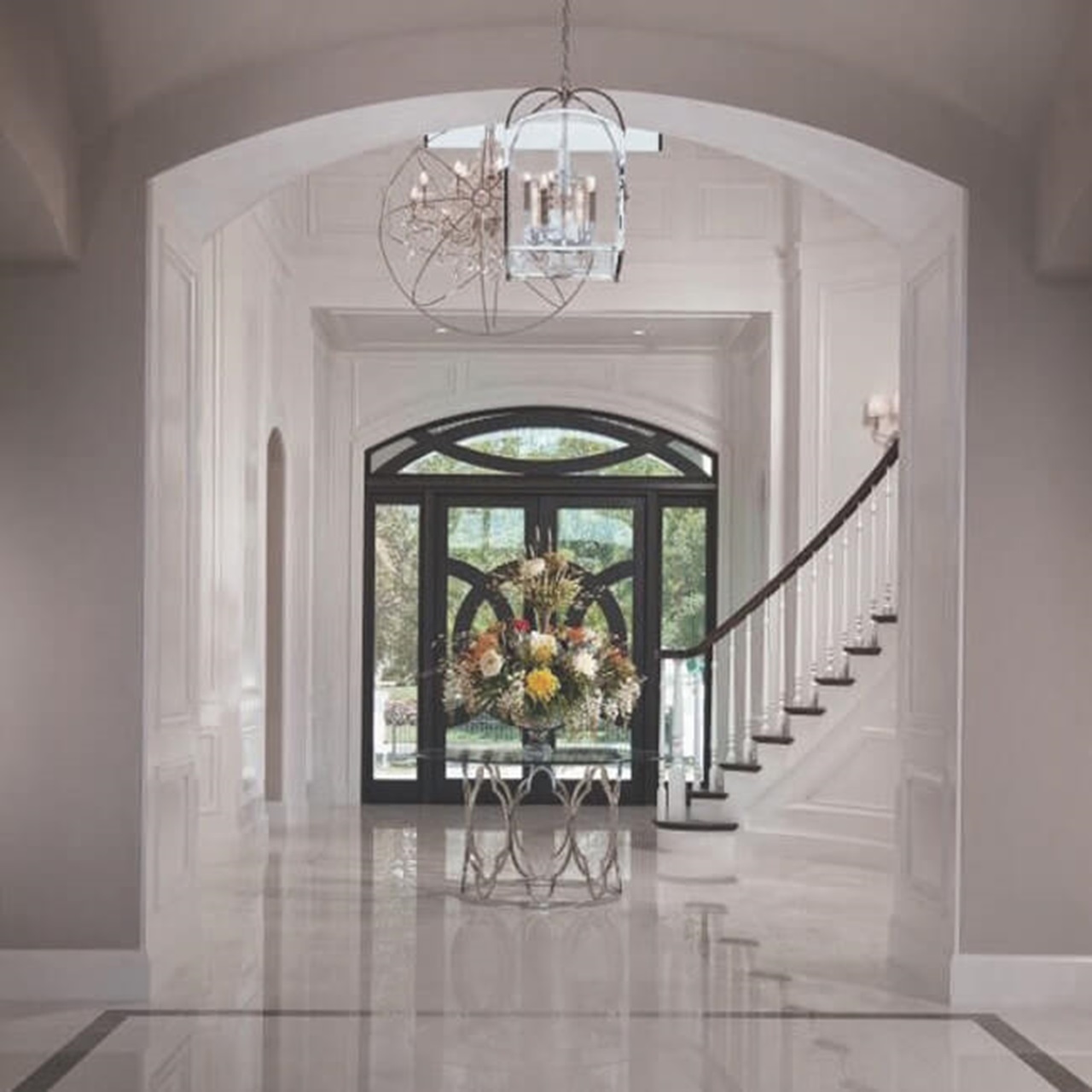 Marvin Coastline Round Top Window Outswing French Door - Stonegate