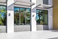 Exterior of retail building with Storefront Picture Windows