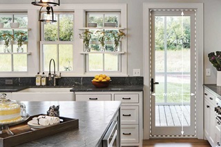 Kitchen with Marvin Windows and Doors with Door Measurement Guide