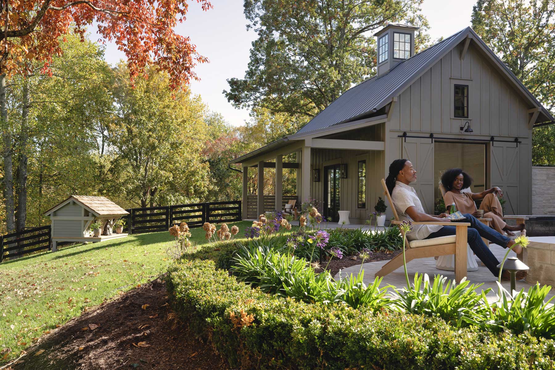 The party barn of the Southern Living Idea House 2023 in Leiper's Fork, TN, which features Marvin windows and doors.