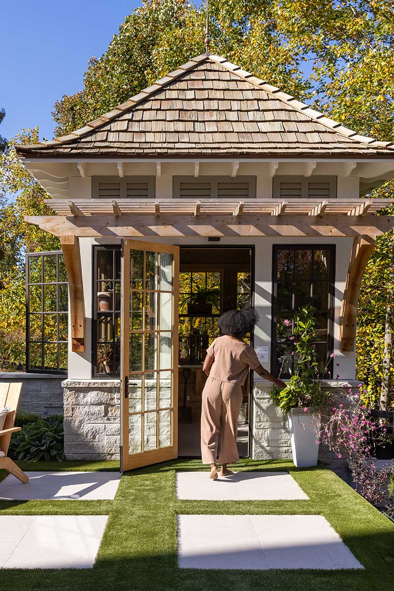 Exterior of home with Marvin Elevate Casement windows and outswing french door