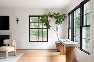Living Room with Marvin Elevate Double Hung Windows