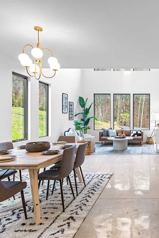Great room with Marvin Essential Casement and Direct Glaze windows