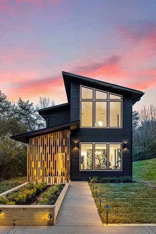 Exterior of home with Marvin Essential Casement, Direct Glaze and Specialty Shapes windows