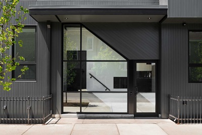 Exterior of home with Marvin Essential Direct Glaze windows and Polygon Windows