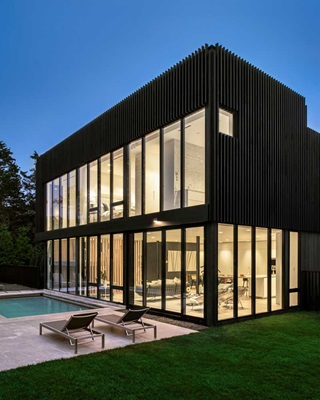 Exterior of modern home with a pool