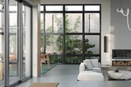 Interior of home with Marvin Modern Casement windows, awning windows and multi-slide door