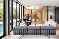 Interior of home with Marvin Modern Casement windows, direct glaze, and awning windows