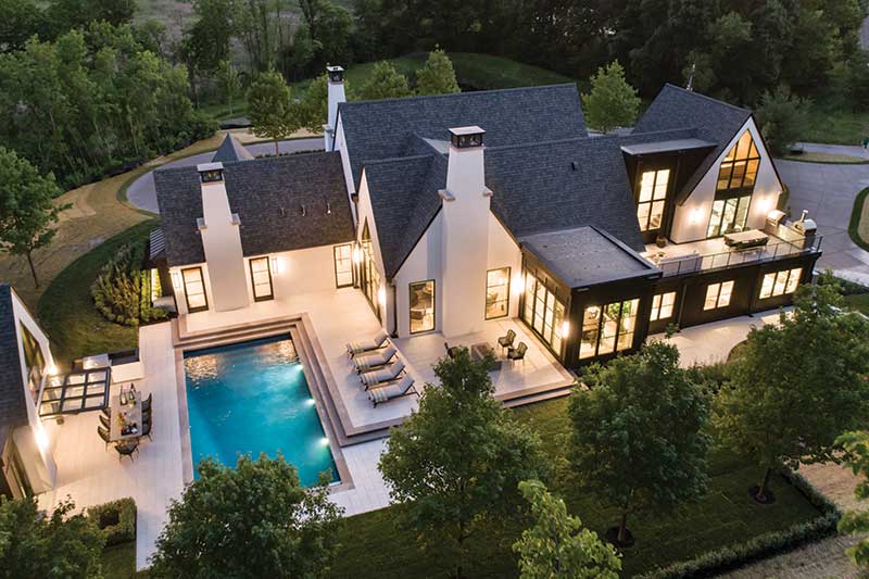 Aerial view of Modern European-style home with Marvin Modern windows and Marvin Ultimate windows