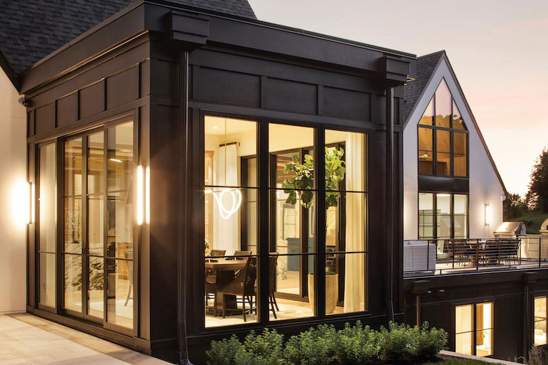 Marvin Modern windows on modern home, dining room