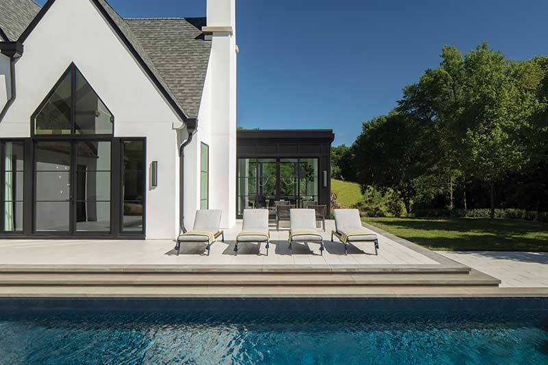 Marvin Modern windows on a modern home with a swimming pool