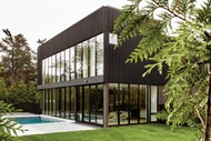 Exterior of modern home with a pool