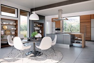 Large Modern Kitchen With Signature Modern Picture Windows