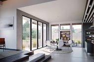 Large Modern Kitchen With Signature Modern Multi-Slide Door