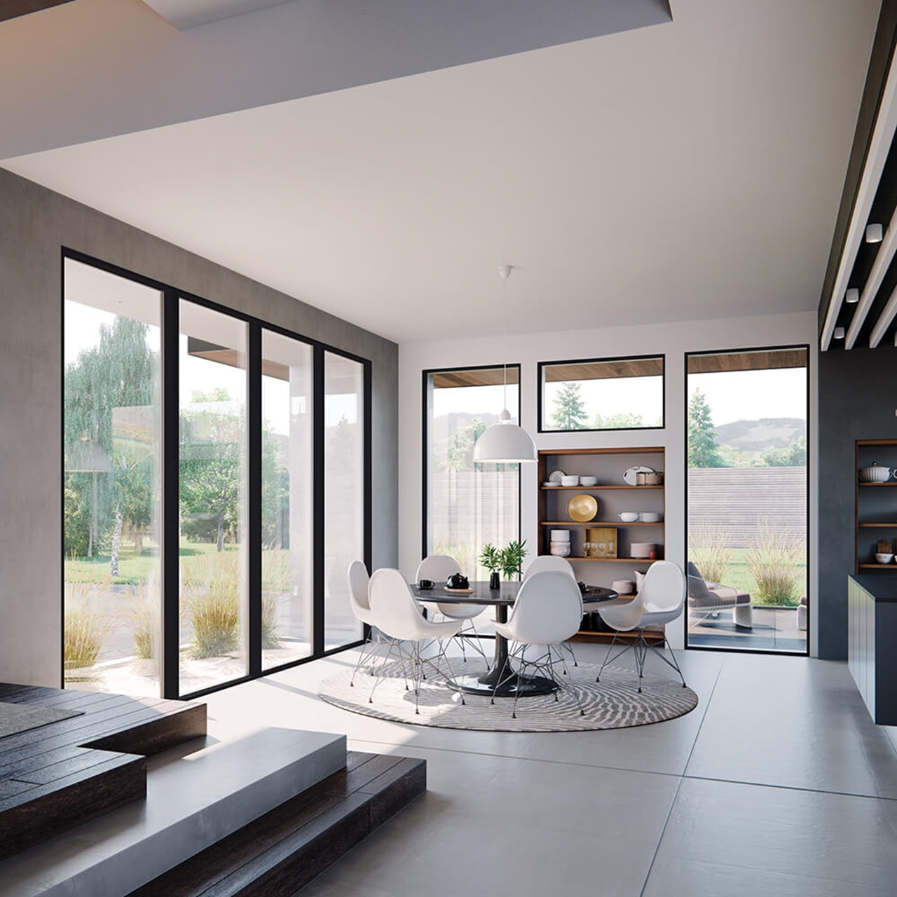 Large Modern Kitchen With Signature Modern Multi-Slide Door