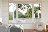 Marvin Signature Ultimate Casement Bay Window in a bedroom