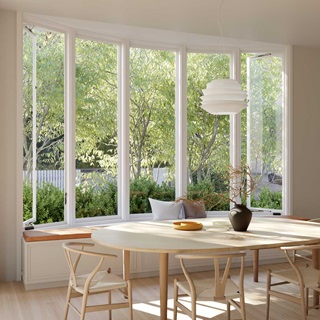 Marvin Signature Ultimate Casement Bow Window in a dining room