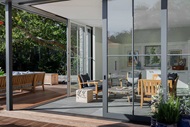 Poolhouse with Marvin Signature Ultimate Multi-Slide Corner Door