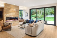 Living room with Marvin Signature Ultimate Multi-Slide Door