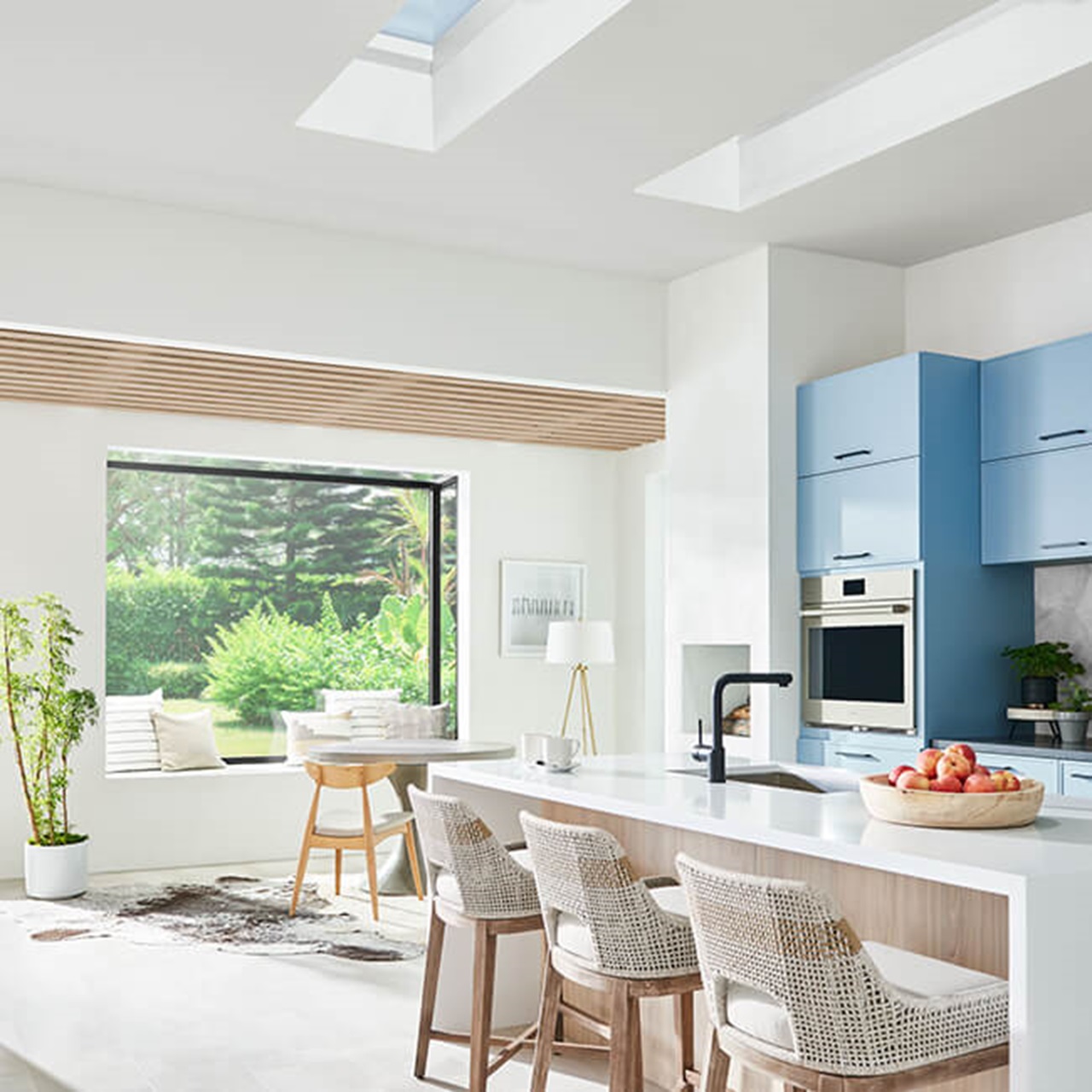 Interior of home with Marvin Skycove window box and Marvin Awaken Skylights