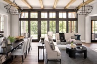Living room with Marvin Signature Ultimate Casement window and Inswing French Door