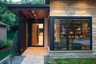 Exterior of home with Marvin Signature Ultimate Casement Narrow Frame, casement and Narrow Frame Picture Windows