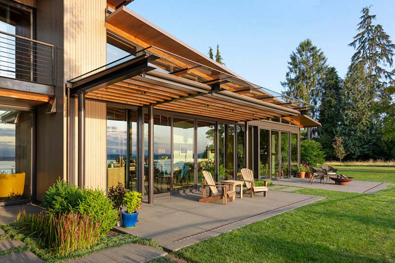 Large patio area with large Marvin Windows and Doors