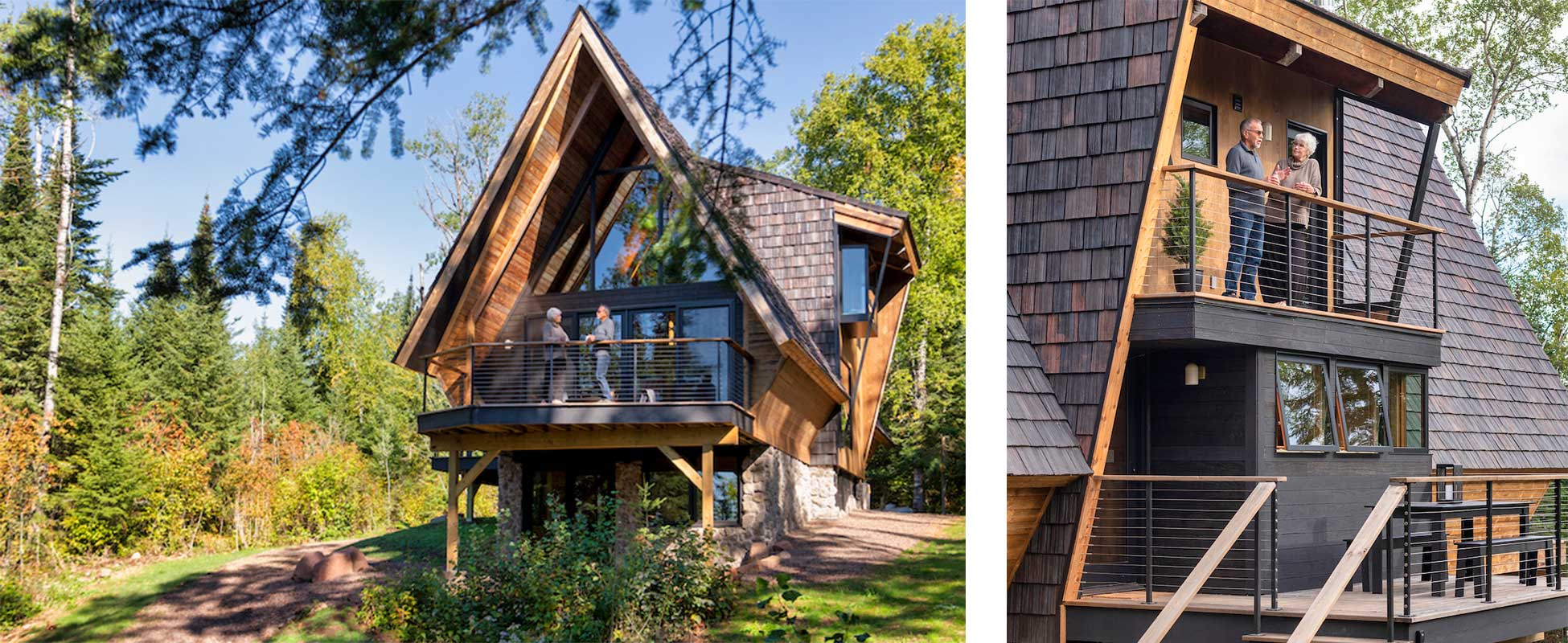 Marvin Ultimate Picture windows, Marvin Ultimate Polygon window, and Marvin Ultimate Sliding French door on The Minne Stuga cabin