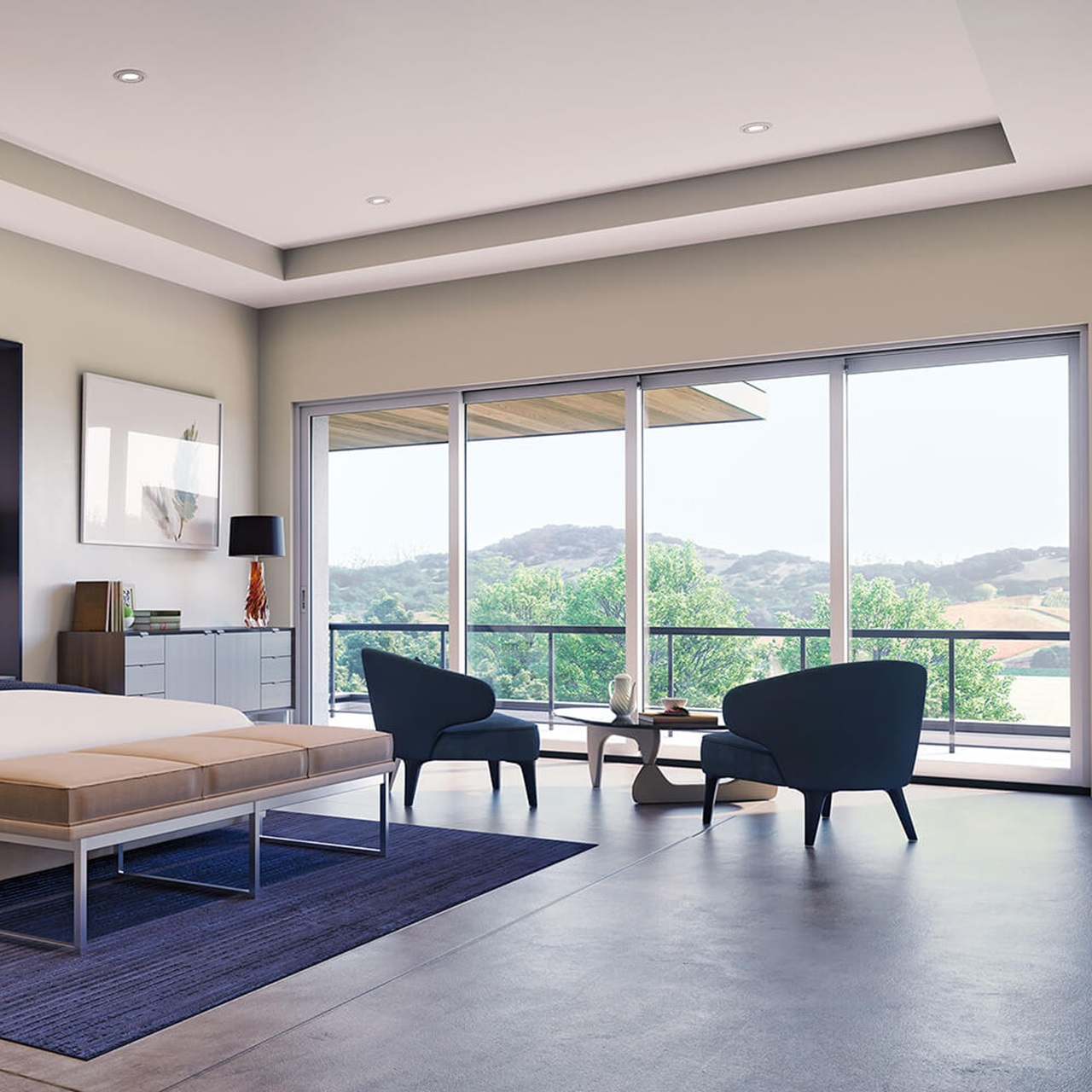 Modern Bedroom With Signature Modern Multi-Slide Door