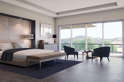 Modern Bedroom With Marvin Signature Modern Multi-Slide Door