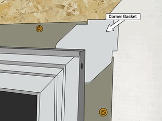 Rendering of Non Integral Nailing Fins with required Corner Gaskets for Marvin Window installation