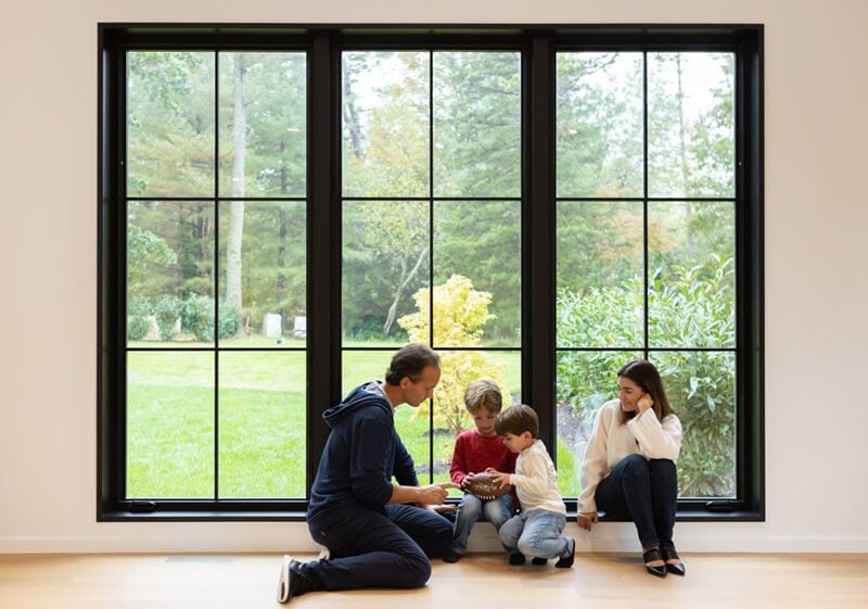 Open corner house floor to ceiling window