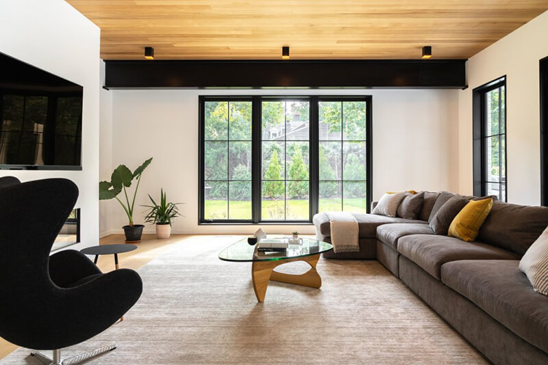 Open corner house living room