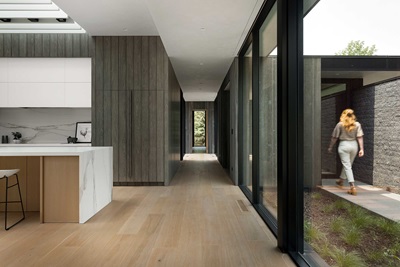 Interior/Exterior shot of home with Marvin Modern Windows and Doors