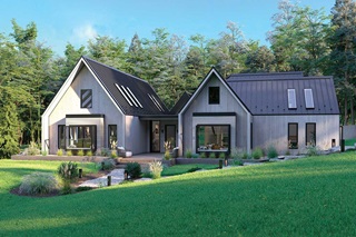 A modern home, featuring Marvin Awaken Skylights and Marvin Skycoves.