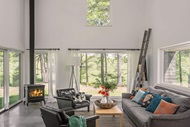 Fireplace In Living Room With Signature Ultimate Picture Narrow Frame Windows