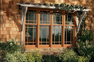 Exterior View Of House With Signature Ultimate Wood Double Hung Windows With Divided Lites