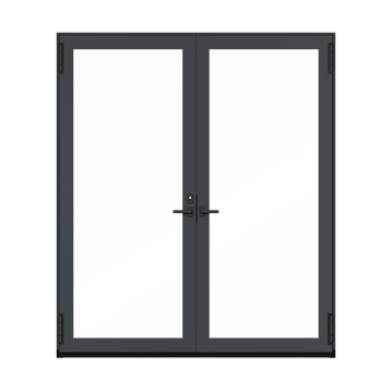 Exterior product shot of Marvin Modern Inswing Door in Gunmetal Finish